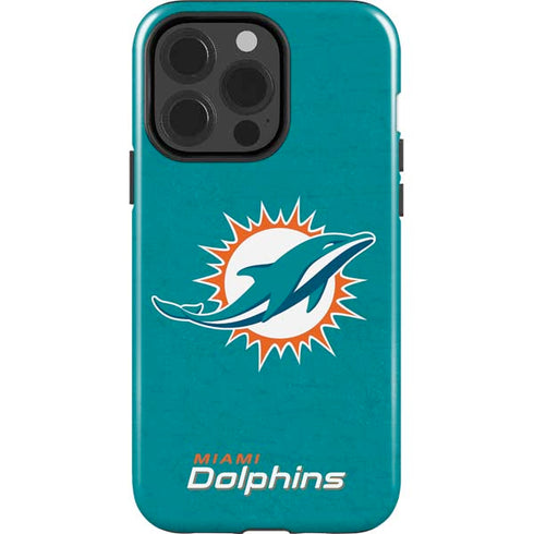 NFL Miami Dolphins Distressed- Aqua iPhone 15 Pro Impact Case