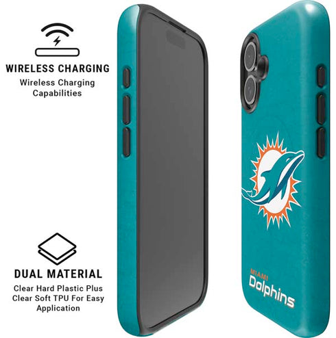 NFL Miami Dolphins Distressed- Aqua iPhone 16 Magsafe Impact Case