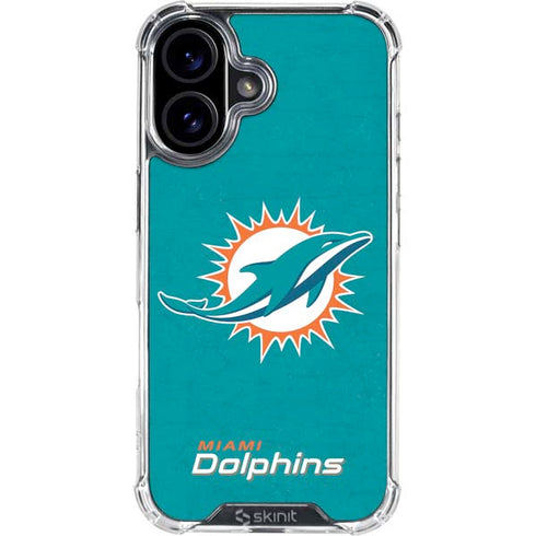 NFL Miami Dolphins Distressed- Aqua iPhone 16 Plus Clear Case
