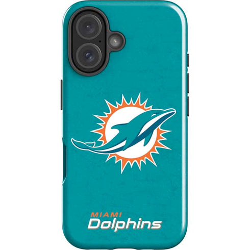 NFL Miami Dolphins Distressed- Aqua iPhone 16 Plus Impact Case