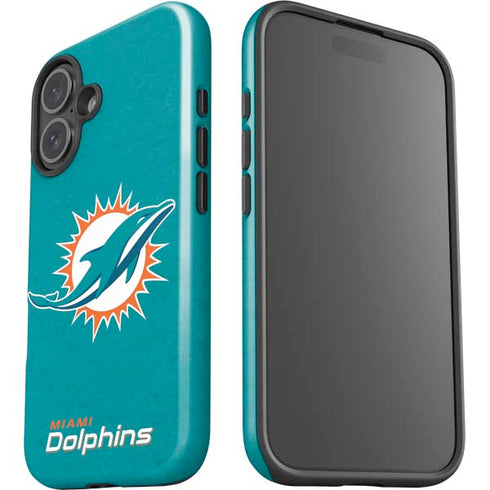 NFL Miami Dolphins Distressed- Aqua iPhone 16 Plus Impact Case