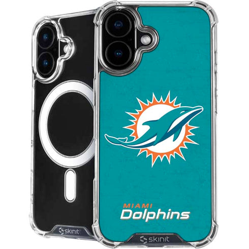 NFL Miami Dolphins Distressed- Aqua iPhone 16 Plus MagSafe Case