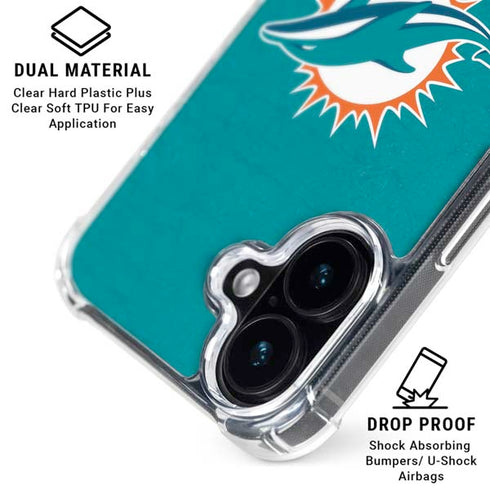 NFL Miami Dolphins Distressed- Aqua iPhone 16 Plus MagSafe Case