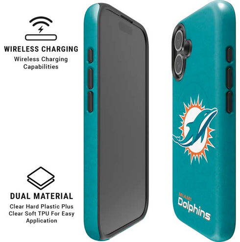 NFL Miami Dolphins Distressed- Aqua iPhone 16 Plus Magsafe Impact Case