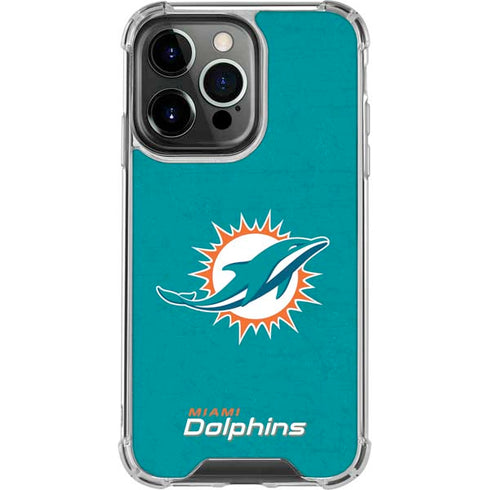 NFL Miami Dolphins Distressed- Aqua iPhone 16 Pro Clear Case