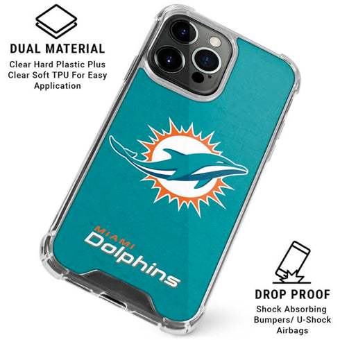 NFL Miami Dolphins Distressed- Aqua iPhone 16 Pro Clear Case