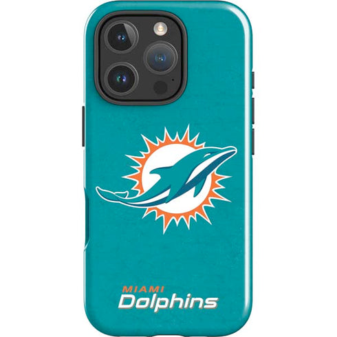 NFL Miami Dolphins Distressed- Aqua iPhone 16 Pro Impact Case