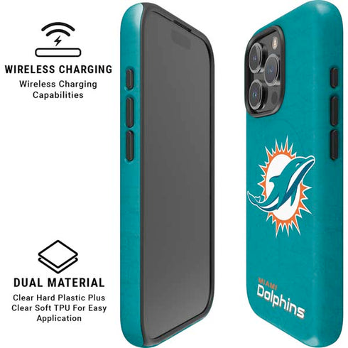 NFL Miami Dolphins Distressed- Aqua iPhone 16 Pro Magsafe Impact Case