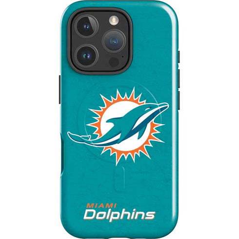 NFL Miami Dolphins Distressed- Aqua iPhone 16 Pro Max Magsafe Impact Case