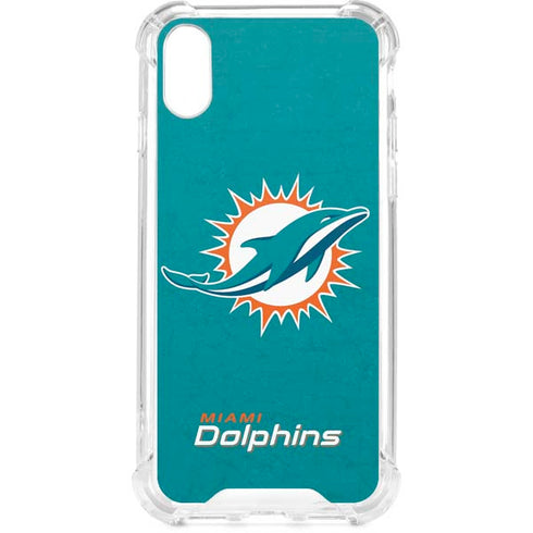 NFL Miami Dolphins Distressed- Aqua iPhone XS Clear Case