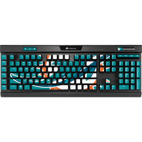NFL Miami Dolphins Distressed- Aqua K95 RGB PLATINUM Mechanical Gaming Keyboard Skin