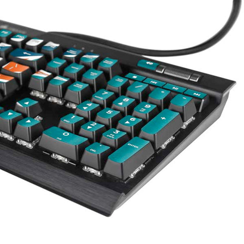 NFL Miami Dolphins Distressed- Aqua K95 RGB PLATINUM Mechanical Gaming Keyboard Skin
