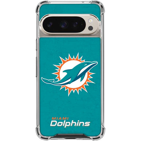 NFL Miami Dolphins Distressed- Aqua Pixel 9/9 Pro Clear Case