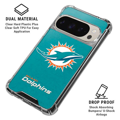 NFL Miami Dolphins Distressed- Aqua Pixel 9/9 Pro Clear Case