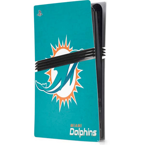 NFL Miami Dolphins Distressed- Aqua PS5 Pro Console Skin