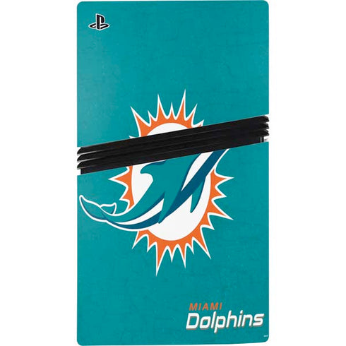 NFL Miami Dolphins Distressed- Aqua PS5 Pro Console Skin