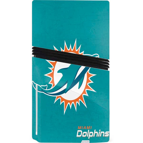 NFL Miami Dolphins Distressed- Aqua PS5 Pro Disk Bundle Skin