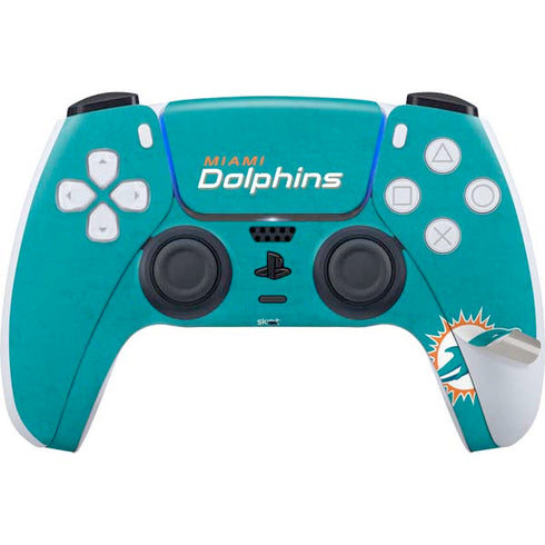 NFL Miami Dolphins Distressed- Aqua PS5 Pro Disk Bundle Skin