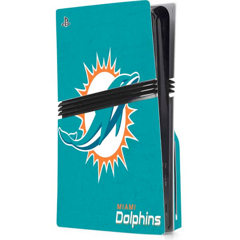 NFL Miami Dolphins Distressed- Aqua PS5 Pro Disk Console Skin