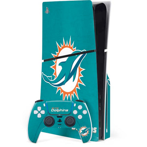 NFL Miami Dolphins Distressed- Aqua PlayStation PS5 Skins