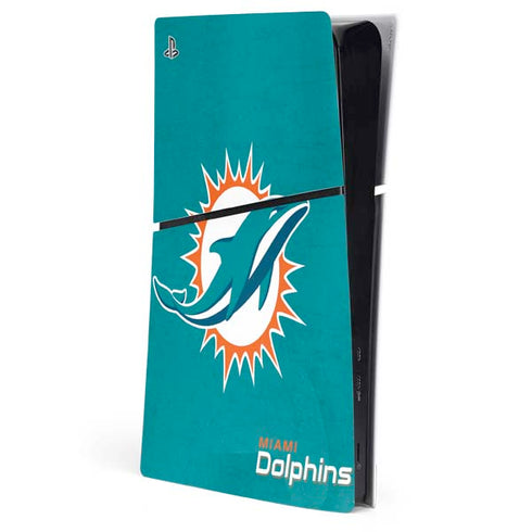NFL Miami Dolphins Distressed- Aqua PS5 Slim Digital Edition Console Skin