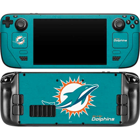 NFL Miami Dolphins Distressed- Aqua Steam Deck Handheld Gaming Computer OLED Skin