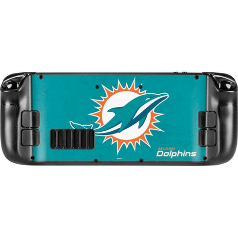 NFL Miami Dolphins Distressed- Aqua Steam Deck Handheld Gaming Computer OLED Skin