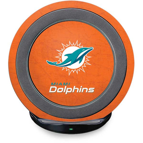 NFL Miami Dolphins Distressed- Orange Fast Charge Wireless Charging Stand Skin