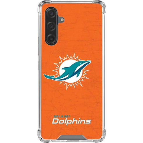 NFL Miami Dolphins Distressed- Orange Galaxy A17 Clear Case