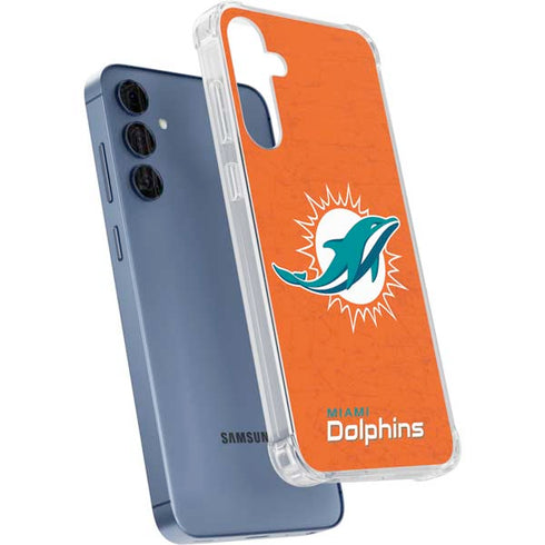 NFL Miami Dolphins Distressed- Orange Galaxy A55 5G Clear Case