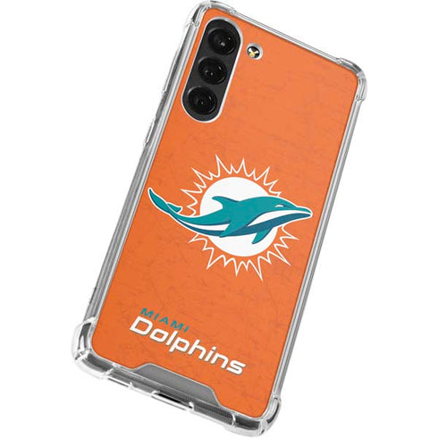 NFL Miami Dolphins Distressed- Orange Galaxy S24 FE Clear Case