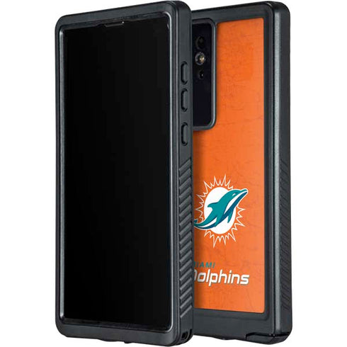 NFL Miami Dolphins Distressed- Orange Galaxy S24 Ultra Waterproof Case