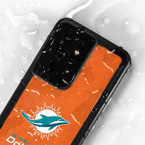 NFL Miami Dolphins Distressed- Orange Galaxy S24 Ultra Waterproof Case