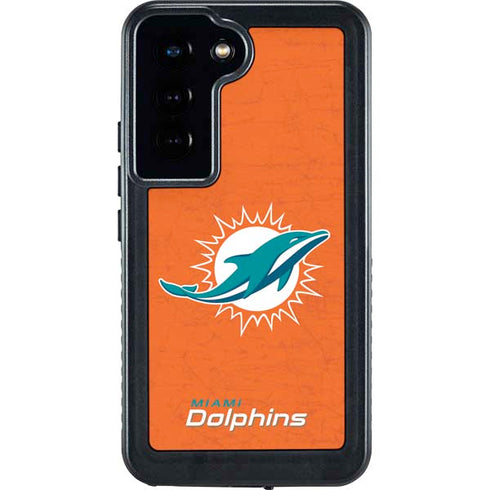 NFL Miami Dolphins Distressed- Orange Galaxy S24 Waterproof Case
