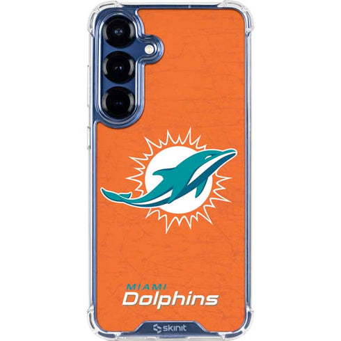 NFL Miami Dolphins Distressed- Orange Galaxy S25 Clear Case