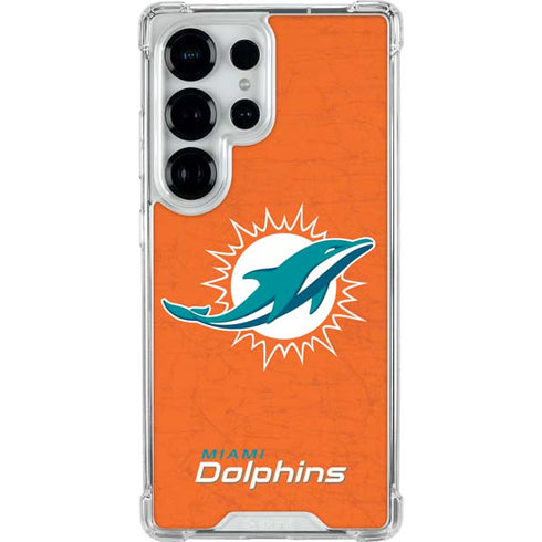 NFL Miami Dolphins Distressed- Orange Galaxy S25 Ultra Clear Case