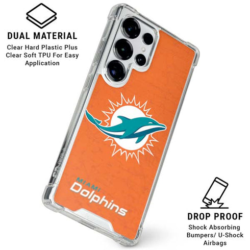 NFL Miami Dolphins Distressed- Orange Galaxy S25 Ultra Clear Case