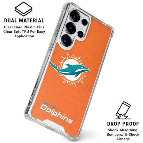 NFL Miami Dolphins Distressed- Orange Galaxy S26 Ultra Clear Case