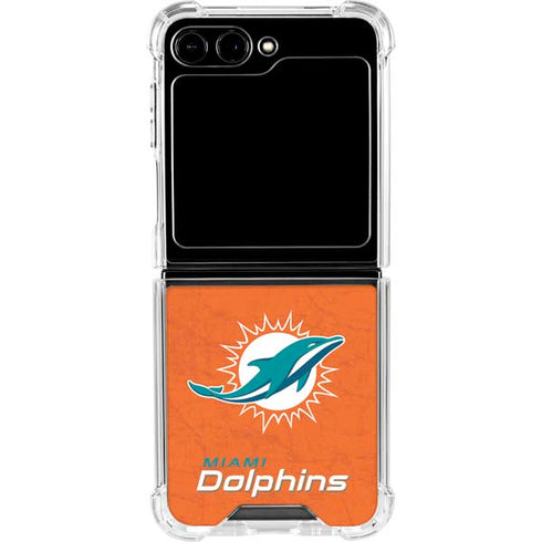 NFL Miami Dolphins Distressed- Orange Galaxy Z Flip6 Clear Case