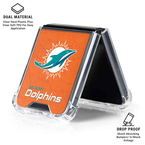 NFL Miami Dolphins Distressed- Orange Galaxy Z Flip6 Clear Case