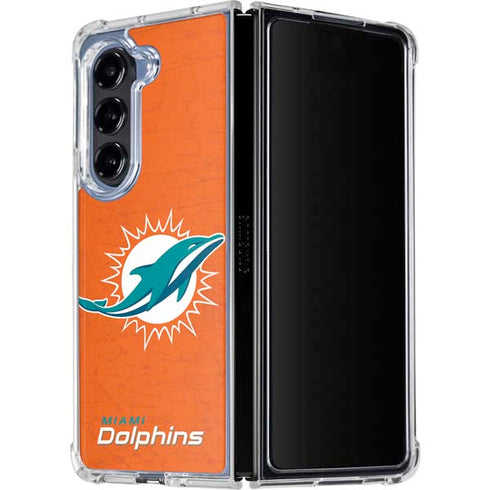 NFL Miami Dolphins Distressed- Orange Galaxy Z Fold5 5G Clear Case