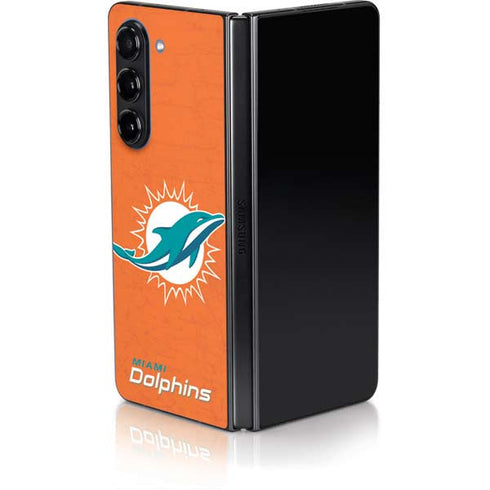 NFL Miami Dolphins Distressed- Orange Galaxy Z Fold5 5G Skin