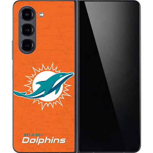 NFL Miami Dolphins Distressed- Orange Galaxy Z Fold5 5G Skin