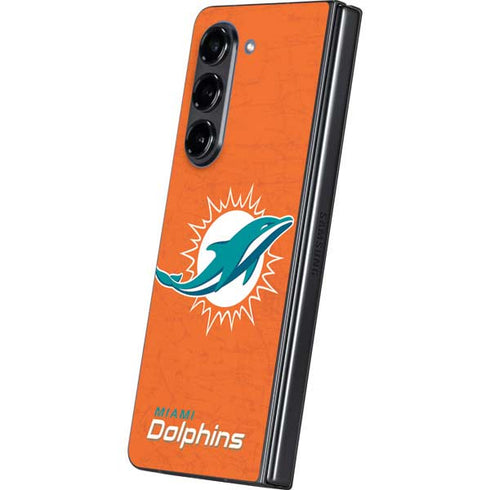 NFL Miami Dolphins Distressed- Orange Galaxy Z Fold5 5G Skin