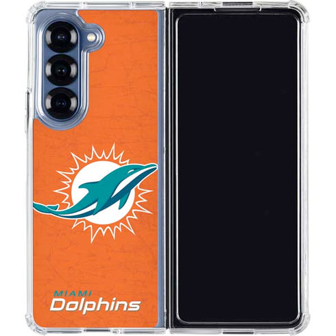 NFL Miami Dolphins Distressed- Orange Galaxy Z Fold6 Clear Case