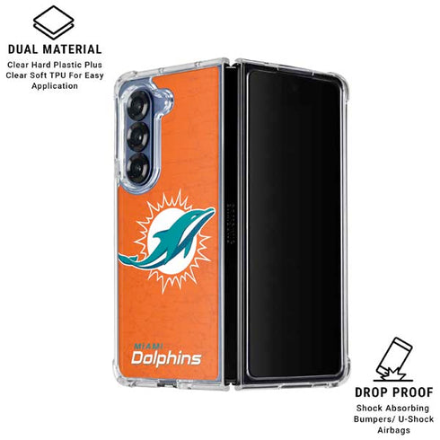 NFL Miami Dolphins Distressed- Orange Galaxy Z Fold6 Clear Case