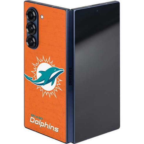 NFL Miami Dolphins Distressed- Orange Galaxy Z Fold6 Skin