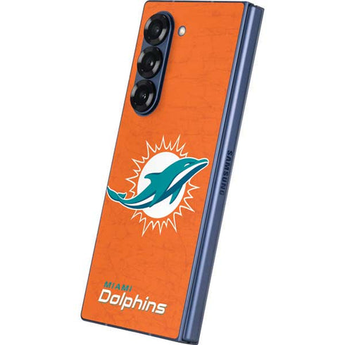 NFL Miami Dolphins Distressed- Orange Galaxy Z Fold6 Skin