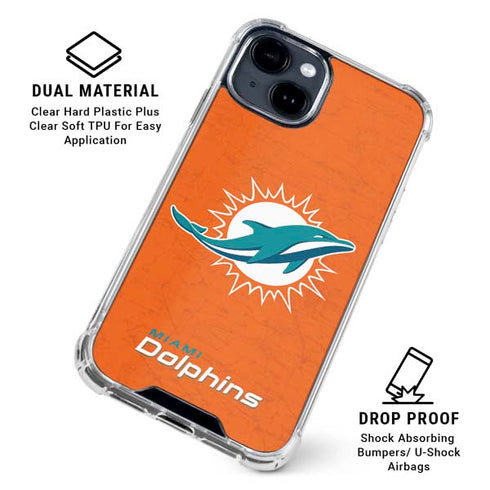 NFL Miami Dolphins Distressed- Orange iPhone 15 Clear Case
