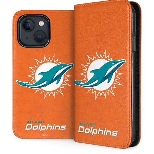 NFL Miami Dolphins Distressed- Orange iPhone 15 Folio Case